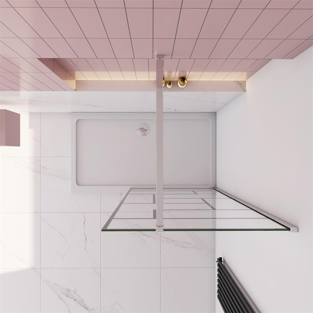 WalkIn Duschabtrennung ESG Glas 1200x2000x8 Mm – Mit Verstellbarer Stange (1200-1400 Mm) & Alu-Profil