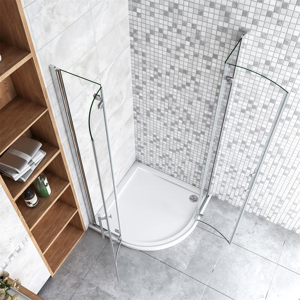 Runddusche Viertelkreis Duschkabine Duschabtrennung Drehtür 6mm NANO Glas Tür Dusche