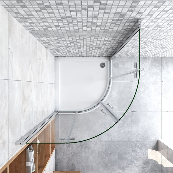 Runddusche Viertelkreis Duschkabine Duschabtrennung Drehtür 6mm NANO Glas Tür Dusche