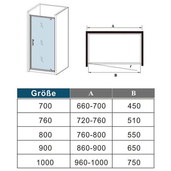100cm Glas Dusche Schwingtür Duschkabine Duschabtrennung Nischentür 185cm Pendeltür
