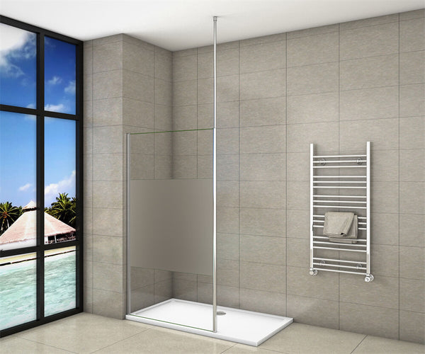 8mm ESG Glaswand Walk in Dusche Duschtrennwand Duschwand mit Milchstreifen