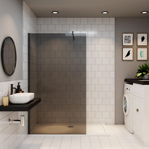 100/120/140cm 200cm ESG Schwarze Glaswand Trennwand Walk in Dusche Duschwand