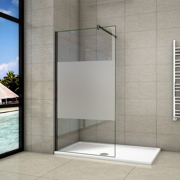 10mm Glaswand Trennwand Duschwand Walk in Dusche mit Milchstreifen