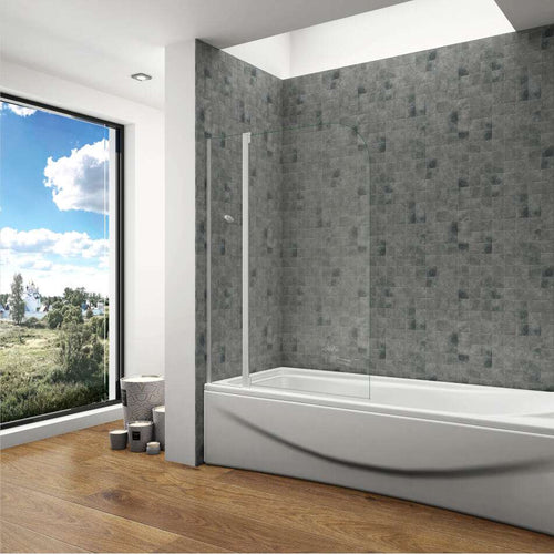 100x140cm Badewannenaufsatz Drehwand auf Badewannen Duschtrennung Glaswand Trennwand