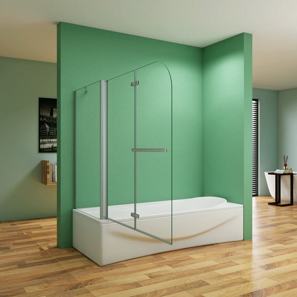 Badewannenaufsatz Duschwand 2-tlg. Faltwand mit/ohne Seitewand Handtuchhalter Nano Glas