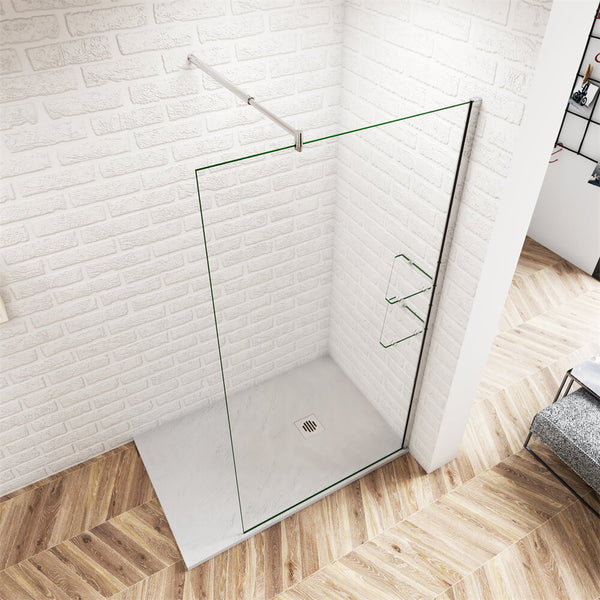 200cm Nano Glas Duschwand Walk in Dusche Trennwand Glaswand mit 70-120cm Stange
