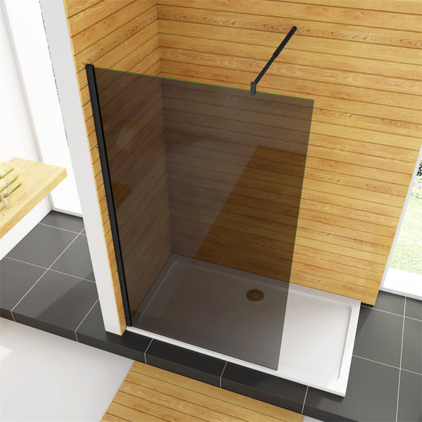 200cm 8mm ESG Glaswand Schwarze Duschwand Duschtrennwand Walk in Dusche
