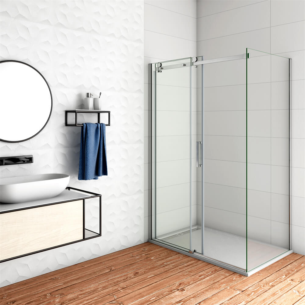 Eckeinstieg Duschkabine Mit Doppel-Schiebetür – 80x100x185 Cm, 6 Mm ESG-Sicherheitsglas, Aluminiumrahmen Silber