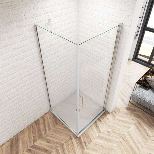 195cm Duschkabine Duschabtrennung Pendeltür Drehtür + Duschwand 6mm ESG Nano Glas