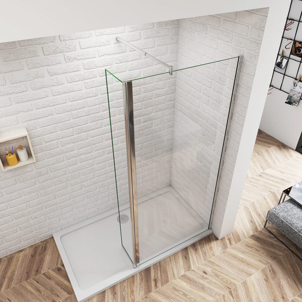 200cm Glaswand mit Flipper-Panel Walk in Dusche Duschwand Trennwand Nano Glas