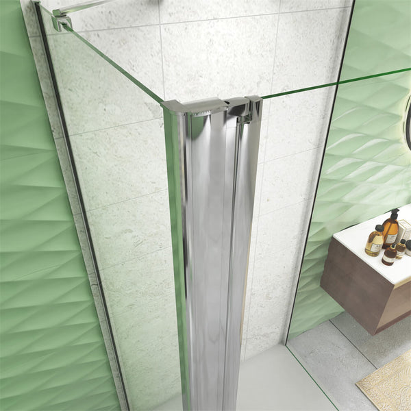 Duschkabine Drehtür mit 2 Seitenwänden Duschtür 195cm ESG Nano Glas Glastür
