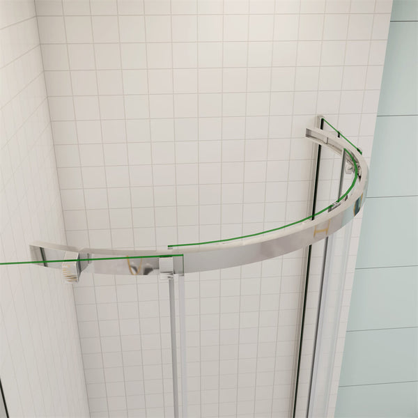 90x90cm Glas Dusche Viertelkreis Runddusche Schiebetür Glastür Duschtür Duschkabine