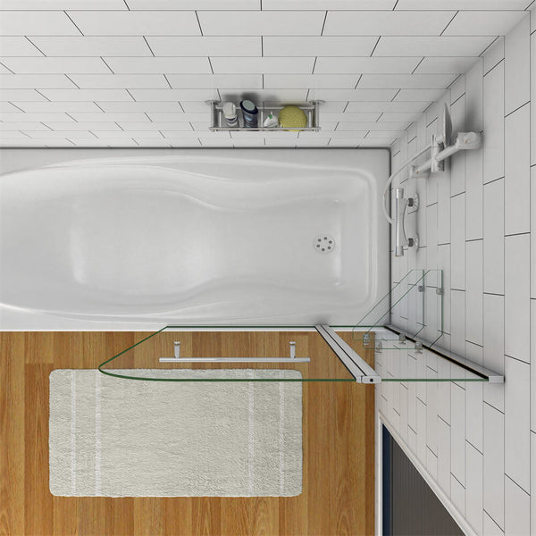 6mm ESG Badewannenaufsatz Duschwand Drehwand Glaswand auf Badewannen