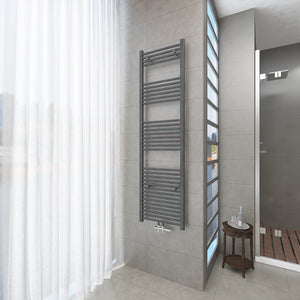 Badheizkörper Grau/Anthrazit - 180x50 CM Heizkörper und Handtuchtrockner in einem - Mittelanschluss - Rauchfreie Kohleheizung für das Badezimmer