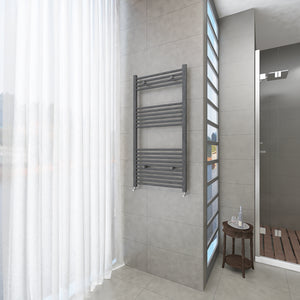 Badheizkörper Grau/Anthrazit - 120x60 CM Heizkörper und Handtuchtrockner in einem - Seitlicher Anschluss - Rauchfreie Kohleheizung für das Badezimmer