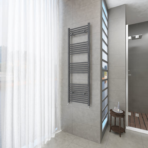 Badheizkörper Grau/Anthrazit - 160x50 CM Heizkörper und Handtuchtrockner in einem - Seitlicher Anschluss - Rauchfreie Kohleheizung für das Badezimmer