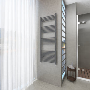 Badheizkörper Grau/Anthrazit - 160x60 CM Heizkörper und Handtuchtrockner in einem - Seitlicher Anschluss - Rauchfreie Kohleheizung für das Badezimmer