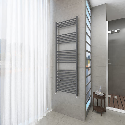 Badheizkörper Grau/Anthrazit - 180x60 CM Heizkörper und Handtuchtrockner in einem - Seitlicher Anschluss - Rauchfreie Kohleheizung für das Badezimmer
