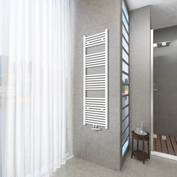 Badheizkörper Weiß - 160x40 CM  Heizkörper und Handtuchtrockner in einem - Mittelanschluss - Rauchfreie Kohleheizung für das Badezimmer
