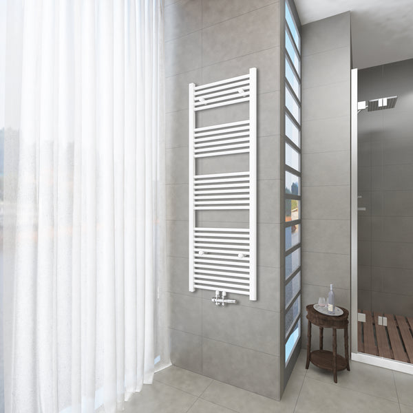 Badheizkörper Weiß - 160x60 CM  Heizkörper und Handtuchtrockner in einem - Mittelanschluss - Rauchfreie Kohleheizung für das Badezimmer