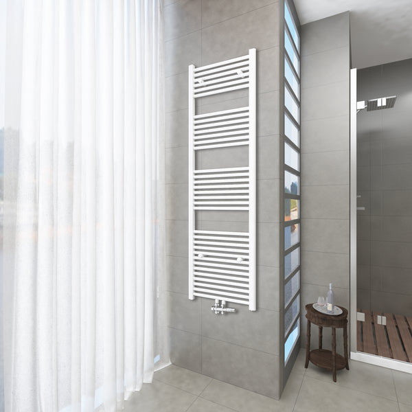 Badheizkörper Weiß - 180x60 CM  Heizkörper und Handtuchtrockner in einem - Mittelanschluss - Rauchfreie Kohleheizung für das Badezimmer