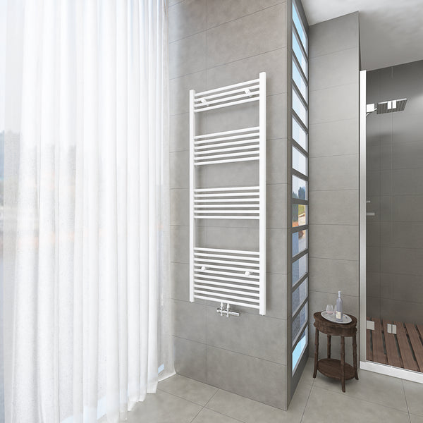 Badheizkörper Weiß - 160x60 CM Heizkörper und Handtuchtrockner in einem - Mittelanschluss - Rauchfreie Kohleheizung für das Badezimmer