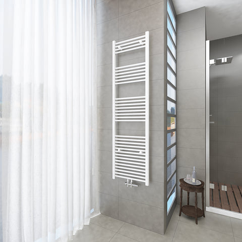 Badheizkörper Weiß - 180x50 CM Heizkörper und Handtuchtrockner in einem - Mittelanschluss - Rauchfreie Kohleheizung für das Badezimmer