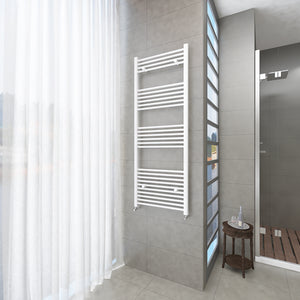 Badheizkörper Weiß - 160x60 CM Heizkörper und Handtuchtrockner in einem - Seitlicher Anschluss - Rauchfreie Kohleheizung für das Badezimmer