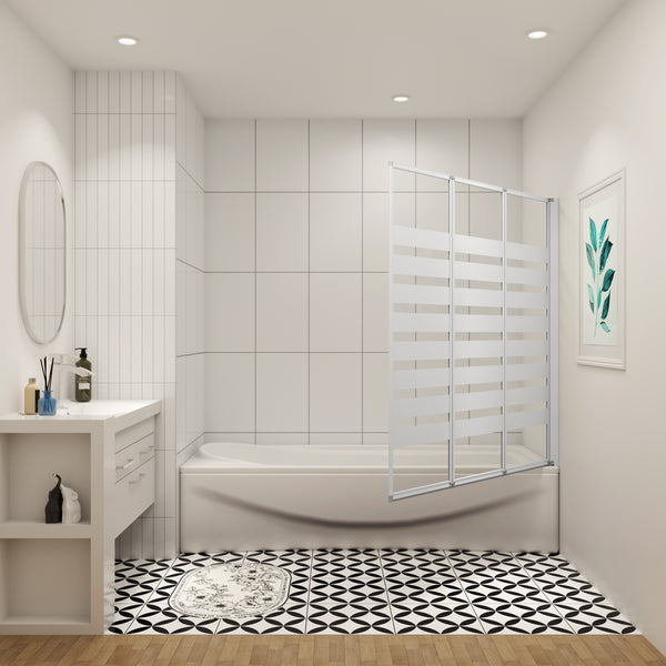 3-teilig 130x140 cm Streifen Faltwand Duschwand Badewannenaufsatz Duschabtrennung