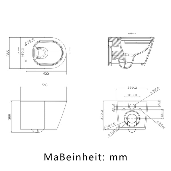 Badezimmer Hänge WC Spülrandlos Design Toilette WC Mit Soft-Close Sitz