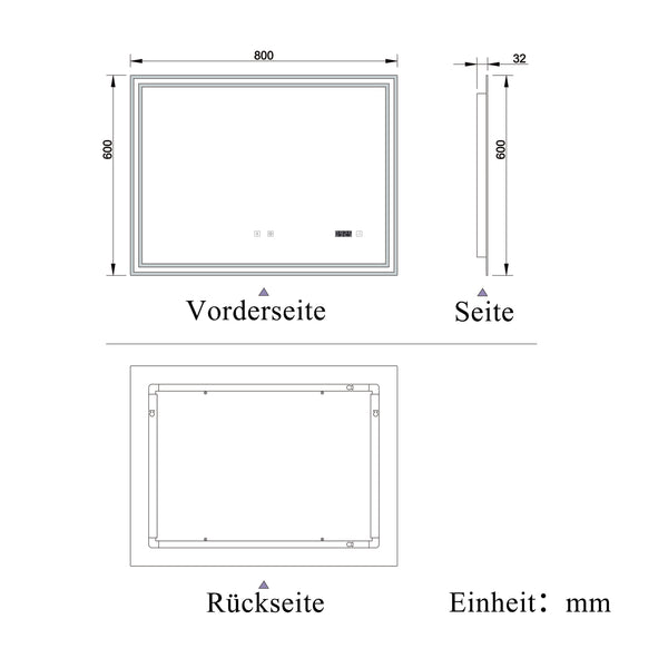 Acezanble LED-Badezimmerspiegel, 70x50-160x80cm, Bluetooth, Antibeschlag, 3-Farb-Dimmung, Speicher.