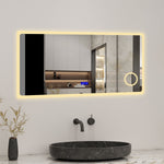 LED-Badezimmerspiegel 80 bis 160 cm, 2 Lichtfarben, 2700/6000 K, Wandspiegel mit Bluetooth, Uhr, Touch, Anti-Kondensation, 3-fache VerGrößerung, Make-up-Spiegel, IP44, kalt/warmWeiß, energiesparend