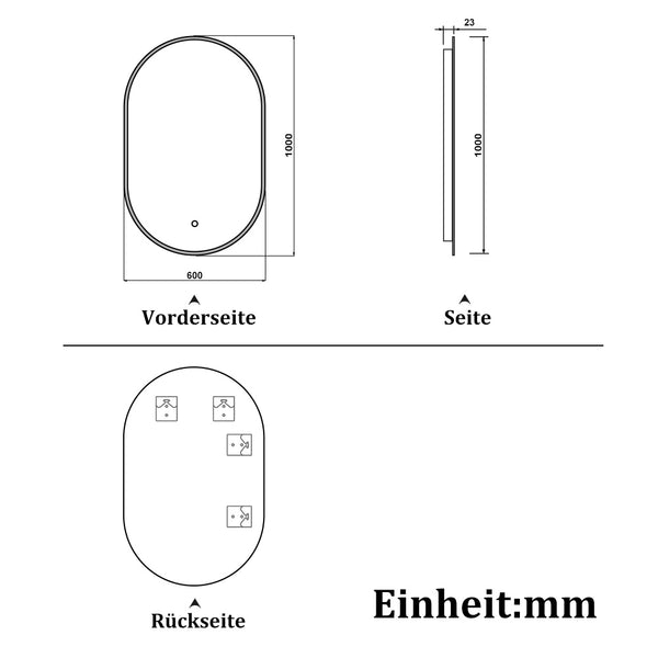 HAPAOSO LED Badezimmer Spiegel mit Beleuchtung Badspiegel mit Beschlagfrei 3 Lichtfarbe Dimmbar Speicherfunktion CE IP44 45x75/50x90/60x100cm