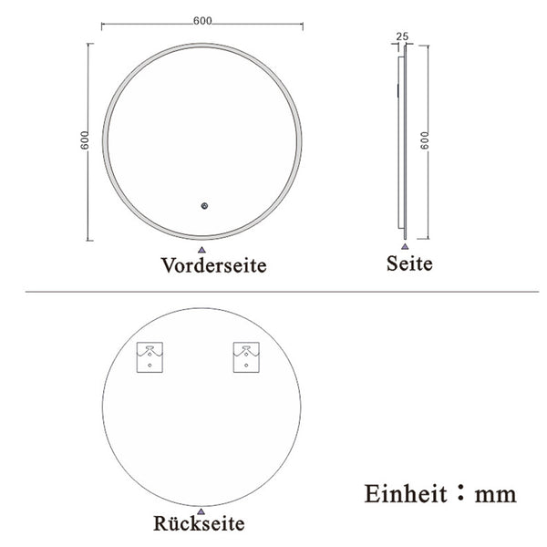 HAPAOSO LED Badspiegel mit Beleuchtung Badezimmer Rund Spiegel Wandspiegel mit Touchschalter 50/60/70/80/90/100cm Beschlagfrei CE IP44