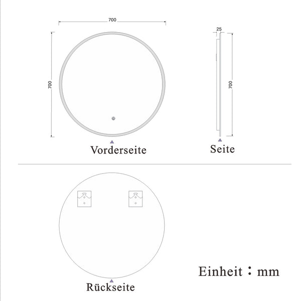 HAPAOSO LED Badspiegel mit Beleuchtung Badezimmer Rund Spiegel Wandspiegel mit Touchschalter 50/60/70/80/90/100cm Beschlagfrei CE IP44