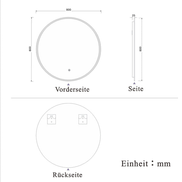 HAPAOSO LED Badspiegel mit Beleuchtung Badezimmer Rund Spiegel Wandspiegel mit Touchschalter 50/60/70/80/90/100cm Beschlagfrei CE IP44