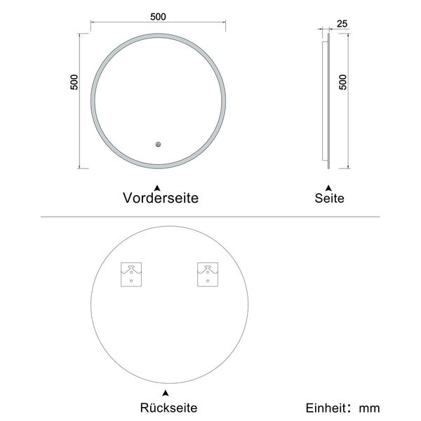 HAPAOSO LED Badspiegel mit Beleuchtung Badezimmer Rund Spiegel Wandspiegel mit Touchschalter 50/60/70/80/90/100cm Beschlagfrei CE IP44