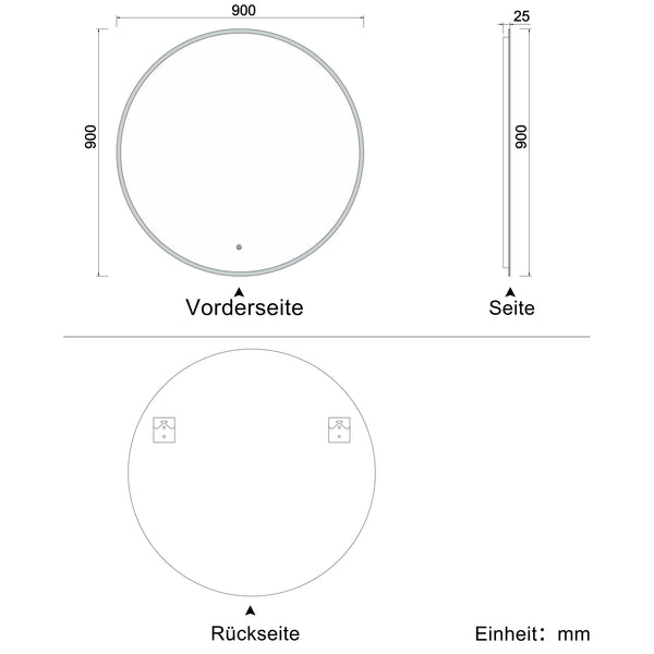 HAPAOSO LED Badspiegel mit Beleuchtung Badezimmer Rund Spiegel Wandspiegel mit Touchschalter 50/60/70/80/90/100cm Beschlagfrei CE IP44