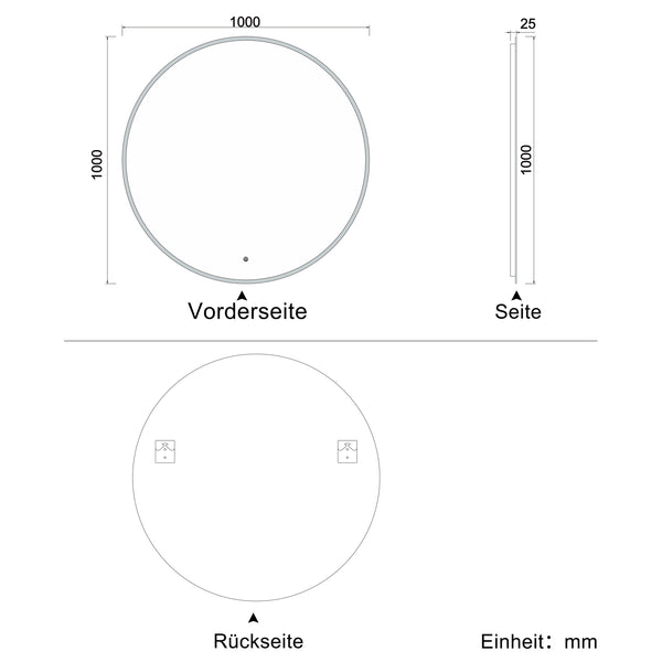 HAPAOSO LED Badspiegel mit Beleuchtung Badezimmer Rund Spiegel Wandspiegel mit Touchschalter 50/60/70/80/90/100cm Beschlagfrei CE IP44