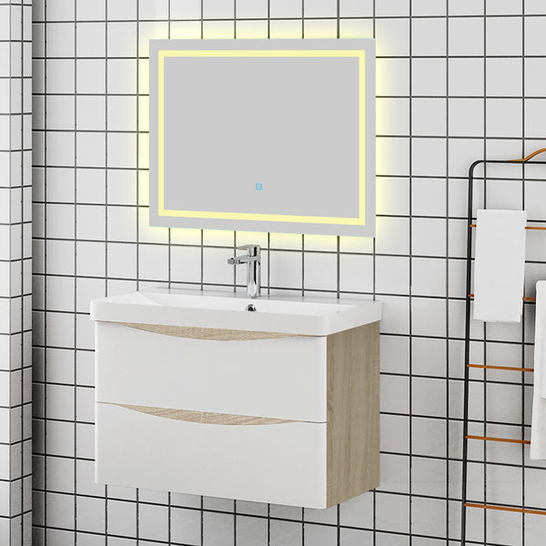 LED Badezimmerspiegel 80-120 cm mit Beleuchtung, Einzeltouch, beschlagfrei und warmweißem Licht