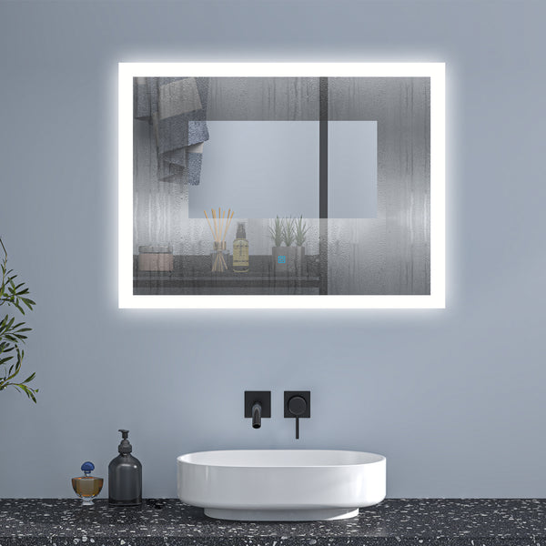 LED Badezimmerspiegel 800x600 mm mit Beleuchtung, Touch-Funktion, beschlagfrei und kaltweißem Licht