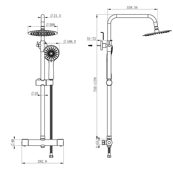 Duschsystem Thermostat Dusche Regendusche Duscharmatur Handbrause Duschsäule