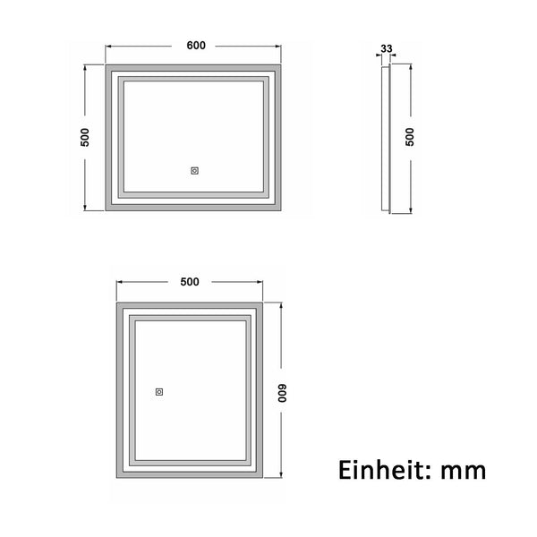 LED Badspiegel mit Beleuchtung Badezimmerspiegel Wandspiegel 50-90 cm Dimmbar