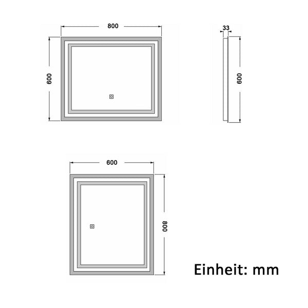 LED Badspiegel mit Beleuchtung Badezimmerspiegel Wandspiegel 50-90 cm Dimmbar