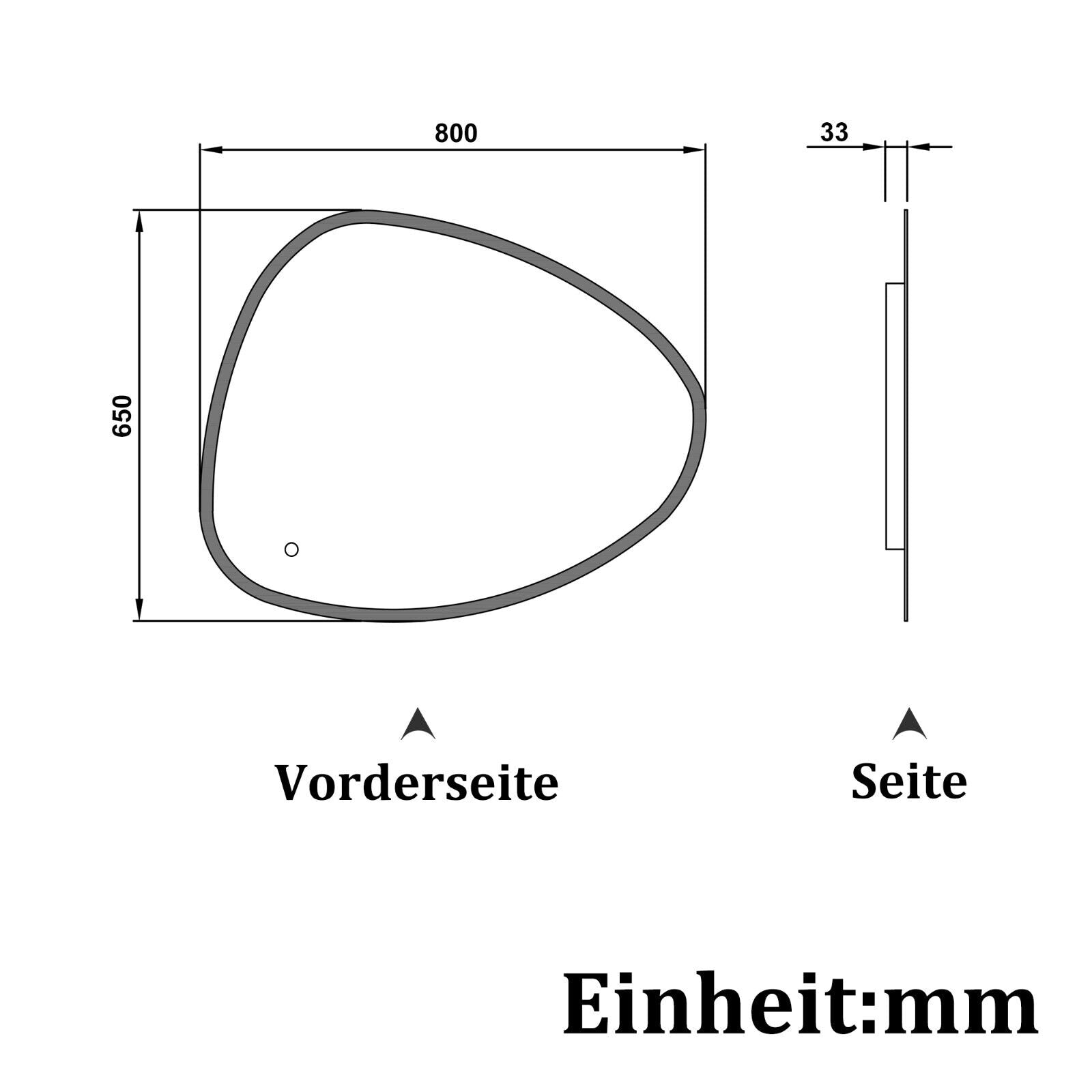 Rund LED Badspiegel Wandspiegel Badezimmerspiegel Dimmbar Touch +Beleuchtung 80x65cm