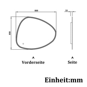 Rund LED Badspiegel Wandspiegel Badezimmerspiegel Dimmbar Touch +Beleuchtung 80x65cm