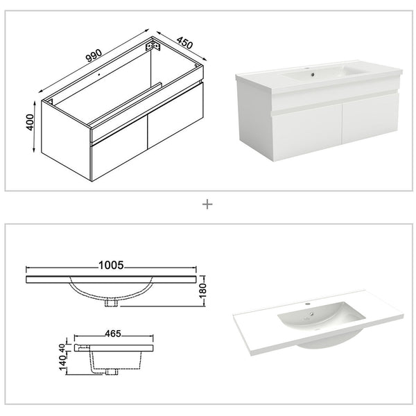 Waschtisch mit Unterschrank Badmöbel Set Waschbecken mit Unterschrank 60 80 100