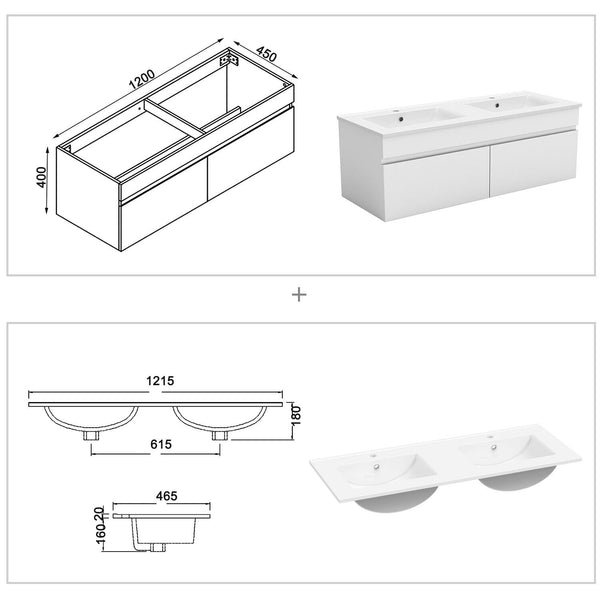 Waschtisch mit Unterschrank Badmöbel Set Waschbecken mit Unterschrank 60 80 100