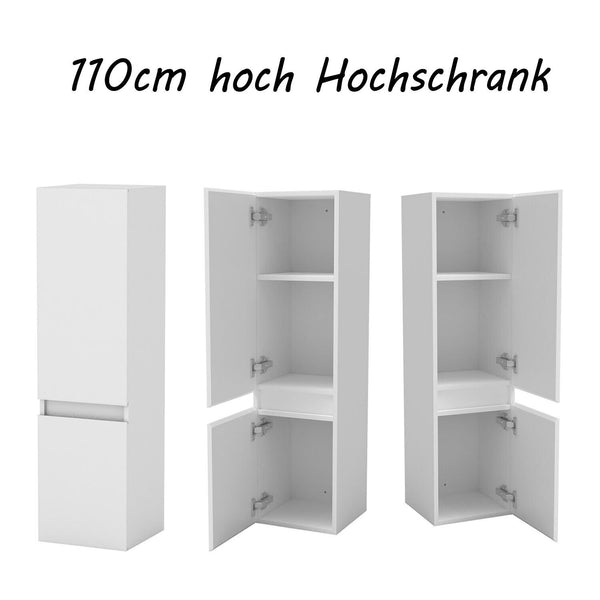 Hochschrank Midischrank Badschrank Hängeschrank 83 110 131.5cm hoch Weiß Schrank