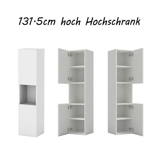 Hochschrank Midischrank Badschrank Hängeschrank 83 110 131.5cm hoch Weiß Schrank